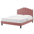 thumbnail image 1 of Platform Bed Frame, Twin Size, Velvet, Pink, Modern Contemporary Urban Design, Bedroom Master Guest Suite, 1 of 10