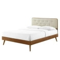 thumbnail image 1 of Platform Bed Frame, Twin Size, Wood, Brown Walnut Beige, Modern Contemporary Urban Design, Bedroom Master Guest Suite, 1 of 10