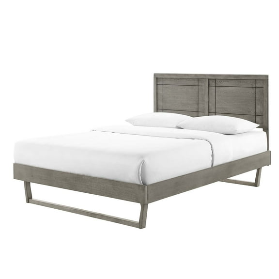 Platform Bed Frame, Twin Size, Wood, Grey Gray, Modern Contemporary Urban Design, Bedroom Master Guest Suite
