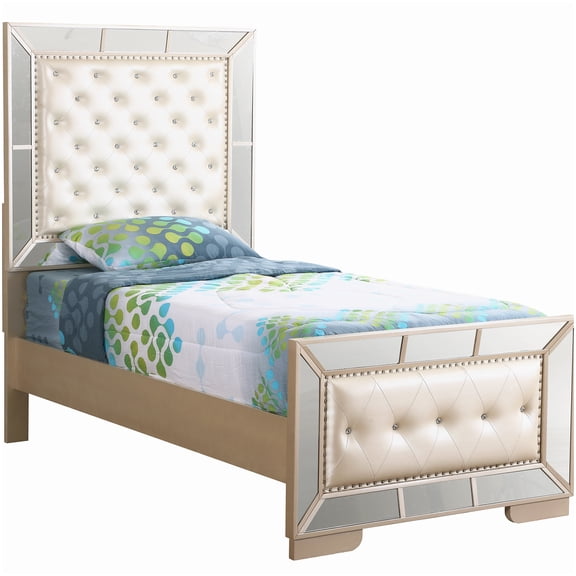 Platform Bed Frame Twin Size with Headboard, Pearl White Contemporary Style, Tool-Free Setup, Durable Pine and MDF Build for Home