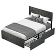 thumbnail image 1 of Platform Bed Frame with Headboard & 4 Storage Drawers, Button Upholstered Wood Bed Frame, Full Size, 1 of 7