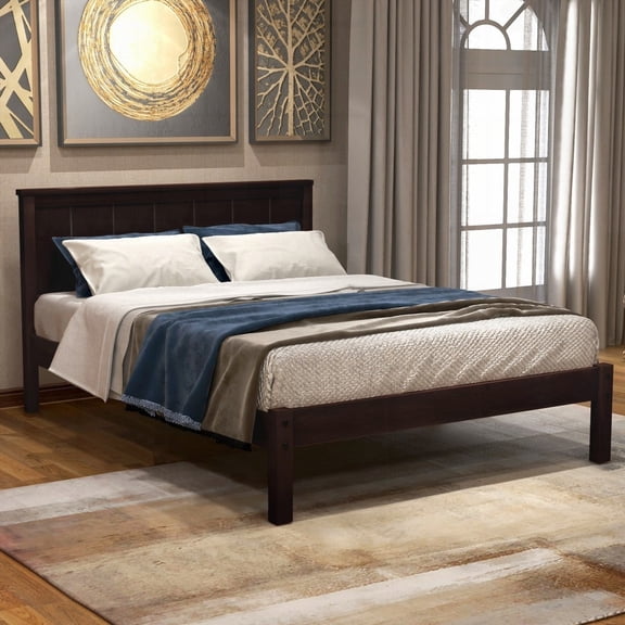 Platform Bed Frame with Headboard & Wood Slat Support, Twin, Espresso, No Box Spring Needed, Durable & Sturdy