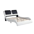 thumbnail image 1 of Platform Bed Frame with LED Light and USB Charging Ports Headboard, Wave Like Curve Backrest Massage King Size Upholstered Faux Leather Bed Frame, 1 of 8