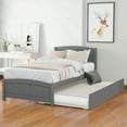 thumbnail image 1 of Platform Bed with Headboard and Twin Size Trundle Modern Style Wood Daybed Frame No Box Spring Needed, 1 of 7