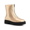 thumbnail image 1 of BLISSFUL STEP Women's Chunky Heel Ankle Boots Front Zipper Faux Leather Platform Booties Rose Gold 6.5, 1 of 7