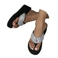 thumbnail image 1 of Platform Sequin Flip Flop Sandals for Women Glitter Wedge High Heel Dress Slip on Memory Foam Slippers, 1 of 8