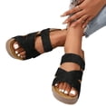 thumbnail image 1 of Platform Slip on Sandals for Women 2025 Fashion Casual Cross Band Braid Beach Casual Flats Sandals, 1 of 8