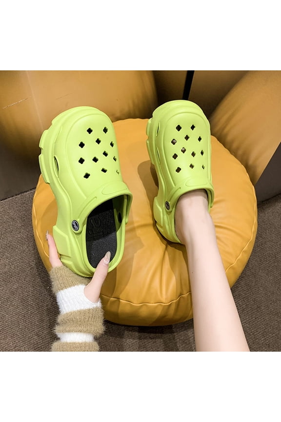 Platform Clogs for Women,Black Heel -On Sandals, Breathable Hollow-Out Garden Shoes with Adjustable Back Strap for Beach, Casual & Outdoor Wear,Comfortable Anti ,Casual Shoes,Green