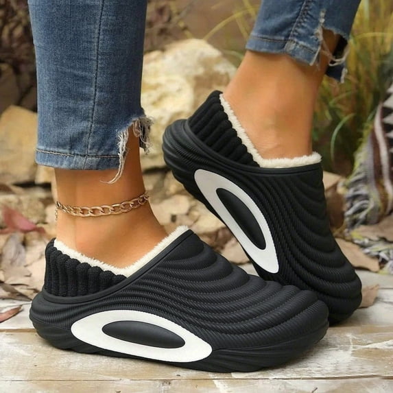 Platform Clogs for Womens Mens Slip on Wide Toe Box Fleece Lined Lightweight Non Slip House Slippers