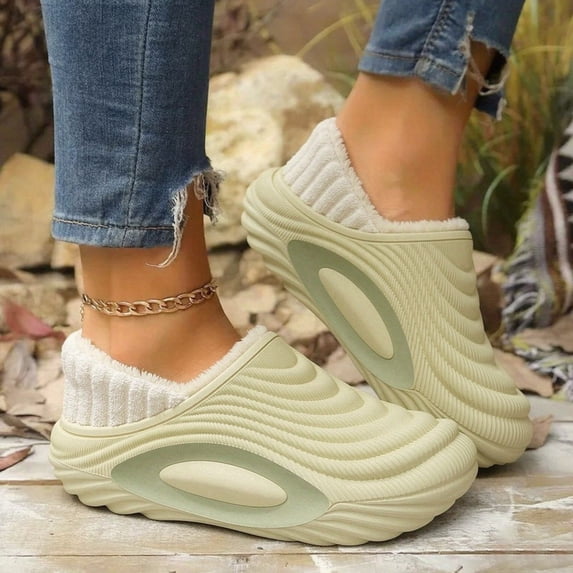 Platform Clogs for Womens Mens Slip on Wide Toe Box Fleece Lined Lightweight Non Slip House Slippers