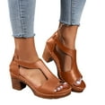 thumbnail image 1 of Platform Dress Sandals for Women Ladies 2025 Summer Trendy Leather Peep Toe High Heel Dressy Sandals, 1 of 8