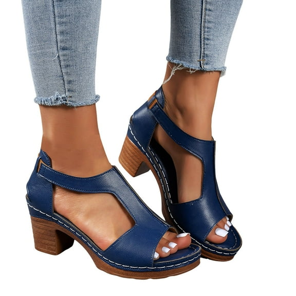 Platform Dress Sandals for Women Ladies 2025 Summer Trendy Leather Peep Toe High Heel Dressy Sandals