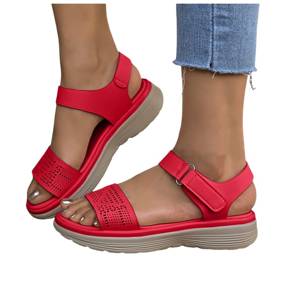 Platform Dressy Sandals for Women 2025 Summer Comfortable Leather Open Toe Chunky Flats Walking Dress Sandals