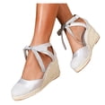 thumbnail image 1 of Platform Espadrilles Wedge Sandals for Women Closed Toe Adjustable Ankle Dressy Heels Everyday Breathable Walking Shoes 2-Silver Size 6.5, 1 of 6