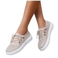 thumbnail image 1 of Platform Fashion Sneakers for Women 2025 Casual Leather Hollow out Lace up Walking Sandals Shoes, 1 of 7