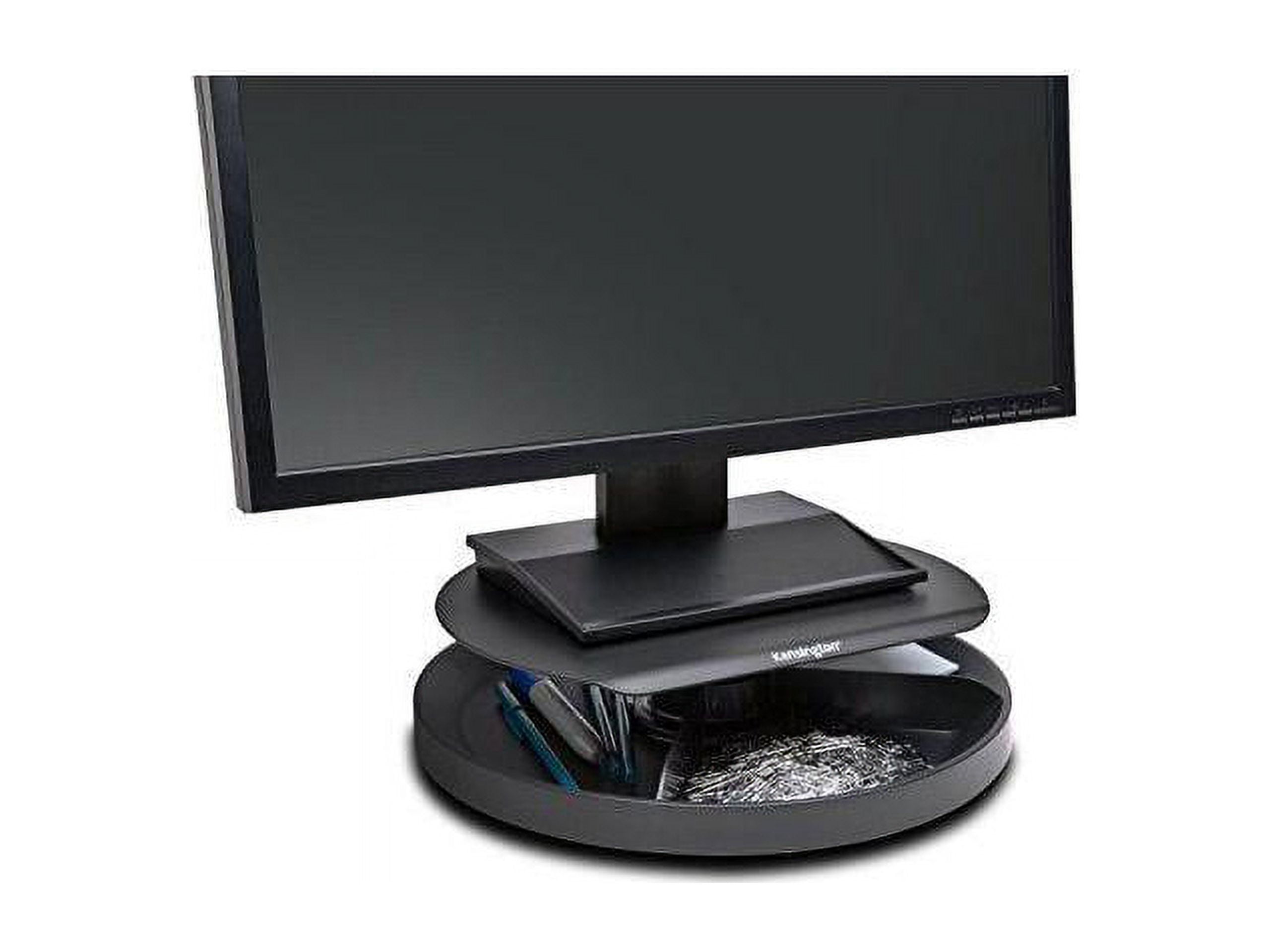 Black Freestanding Desk Monitor Stand with Storage