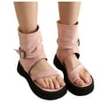 thumbnail image 1 of Platform Flip Flop Sandals for Women 2026 Roman Beach Summer Fashion Buckle Toe Ring Mid Calf Short Boots, 1 of 8