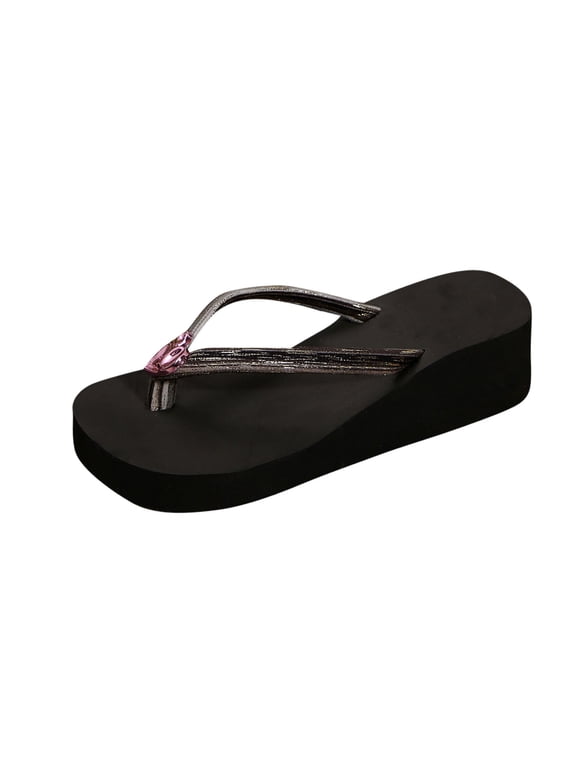 Platform Flip Flop for Women Slip on Wedge Sandals Women Open Toe Comfortable Arch Support Summer Beach Shoes Summer Flip Flop Sandals Platform Wedge Peach Rhinestone Sandals Beach Party Flip Flops