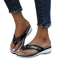 thumbnail image 1 of Platform Flip Flops for Women 2026 Comfortable Wide Width Dressy Soft Toe Wedge Sandals Lightweight Casual Summer Shoes 1-Black Size 7.5, 1 of 6