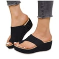 thumbnail image 1 of Platform Flip Flops for Women Leopard Print Suede Slides Sandals Comfy Arch Support Footbed Nonslip Wedges Heels Black Size 7, 1 of 7