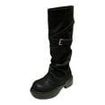 thumbnail image 1 of Platform Fold over Knee High Boots for Women 2025 Trendy Slouchy Leather Chunky Winter Fall Riding Long Boots, 1 of 6