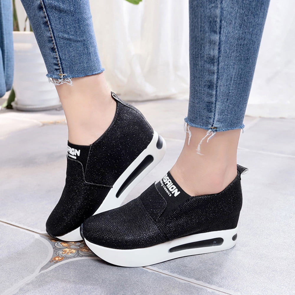Platform For Women One-Step Flat Shoes ​Bright Leather Casual