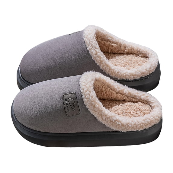 Platform Fuzzy Slippers for Women Men Indoor and Outdoor Fleece Lined Cloud Pillow Suede Couples House Shoes