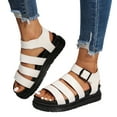 thumbnail image 1 of Platform Gladiator Sandals for Women 2025 Roman Beach Ankle Strap Chunky Footbed Walking Sandals, 1 of 8