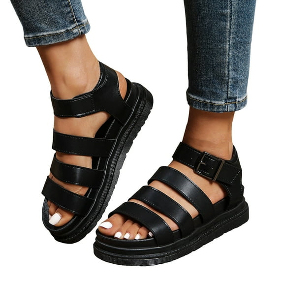 Platform Gladiator Sandals for Women 2025 Roman Beach Ankle Strap Chunky Footbed Walking Sandals