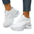 thumbnail image 1 of Platform High Top Fashion Sneakers for Women White Gold Casual Lace up Chunky Wedges Non Slip Work Shoes, 1 of 6