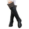 thumbnail image 1 of Platform Knee High Boots for Women Casual Leather Knit Wide Calf Over The Knee Tall Riding Boots Winter Fall, 1 of 5