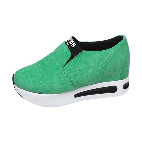 Platform Loafers for Women Suede Slip on Walking Shoes Fashion Hidden Wedge Sneakers Casual Driving Shoes Green Size 7