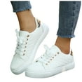 thumbnail image 1 of Platform Low Top Fashion Sneakers for Women 2025 Casual Leather Lace up Flatform Comfort Walking Flats Shoes, 1 of 7