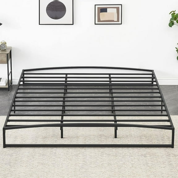 Platform Metal Bed Frame Low Profile with Storage, Mattress Foundation, No Box Spring Needed, Black