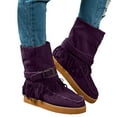 thumbnail image 1 of Platform Mid Calf Winter Boots for Women Vintage Suede Casual Tassel Wide Calf Boots Moc Toe Non Slip Work Boots, 1 of 6