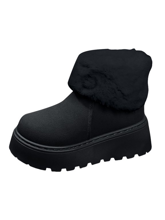 Platform Mini Boots Ankle Boot Lined Winter Boot For Women Platform Slip Boots Outdoor Chestnut