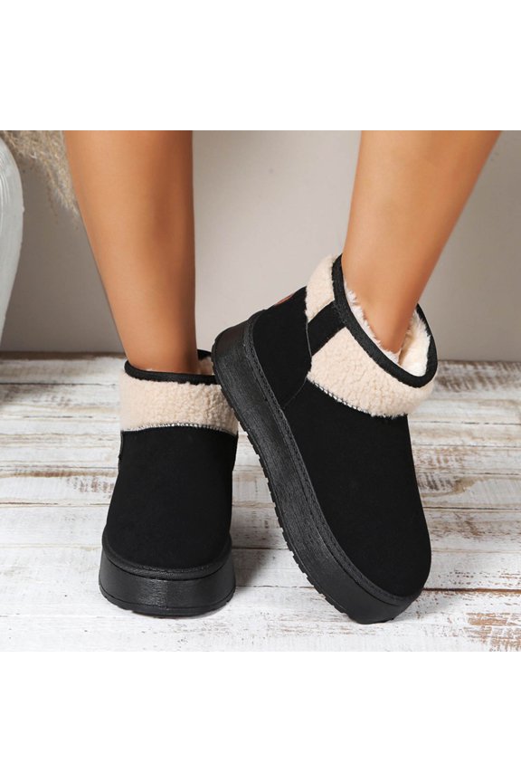 Platform Mini Boots Ankle Boot Lined Winter Boot For Women Platform Slip Boots Outdoor