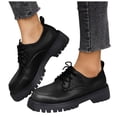 thumbnail image 1 of Platform Oxford Shoes for Women Soft Vintage Leather Classic Lug Sole Casual Lace up Business Work Office Dress Shoes Black Size 9.5, 1 of 6