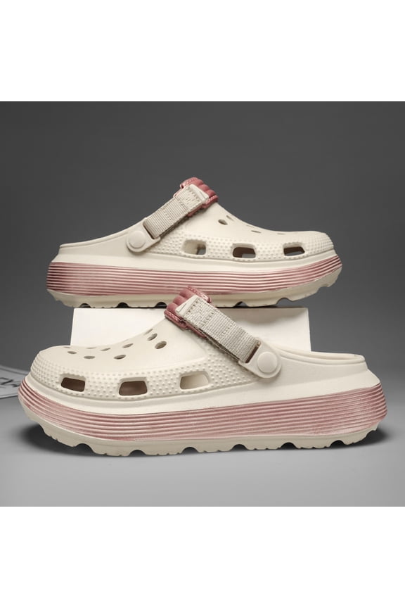 Platform Perforated Clogs Adjustable Back Strap Slip On Summer Sandals