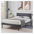Platform Queen Bed Frame with Rustic Vintage Wood Headboard and