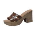 thumbnail image 1 of Platform Sandal for Women High Heel Clogs Strap Mules Backless Slippers Slip On Slides Sandals omen Square Open Toe Platform Stacked Block High Heels Slip on Casual Indoor Outdoor Shoes, 1 of 9