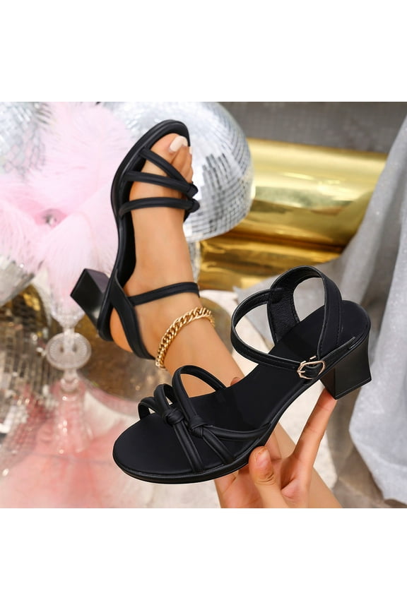 Platform Sandals Women Clearance, Xunlbb Fashion Women High Heels Comfy Sandals Beach Casual Shoes(Black,Size:38)