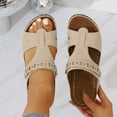 thumbnail image 1 of Platform Sandals Women Clearance, Xunlbb Women's Fashion Casual Summer New Thick-Soled Slippers Fish Mouth I-Shaped Thick-Soled Slippers(Beige,Size:39), 1 of 9