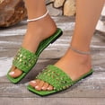 thumbnail image 1 of Platform Sandals for Women Studded Flat Slides Lightweight Breathable PU Leather Non-Slip Sole Comfortable Arch Support Easy Slip-On Design Women's Summer Beach Vacation Casual Daily Wear,Green 43, 1 of 5