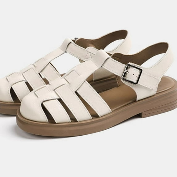 Platform, Sandals, Women's Shoes, Summer, Leather, Skeleton, Woven Shoes