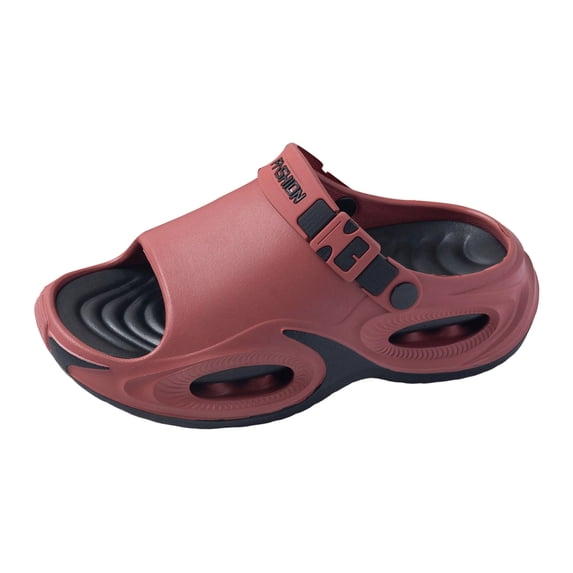 Platform Sandals for Men Lightweight Open Toe Clogs Air Cushion Adjustable Strap Non Slip Walking Slippers Red Size 10-10.5