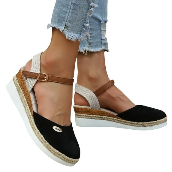 Platform Sandals for Women 2025 Espadrilles Sandals Ankle Strap Wedge Shoes Breathable Summer Shoes