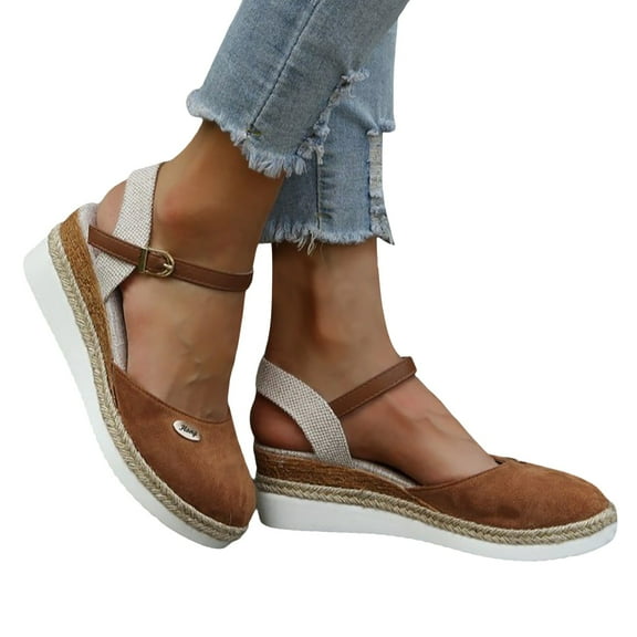 Platform Sandals for Women 2025 Espadrilles Sandals Ankle Strap Wedge Shoes Breathable Summer Shoes