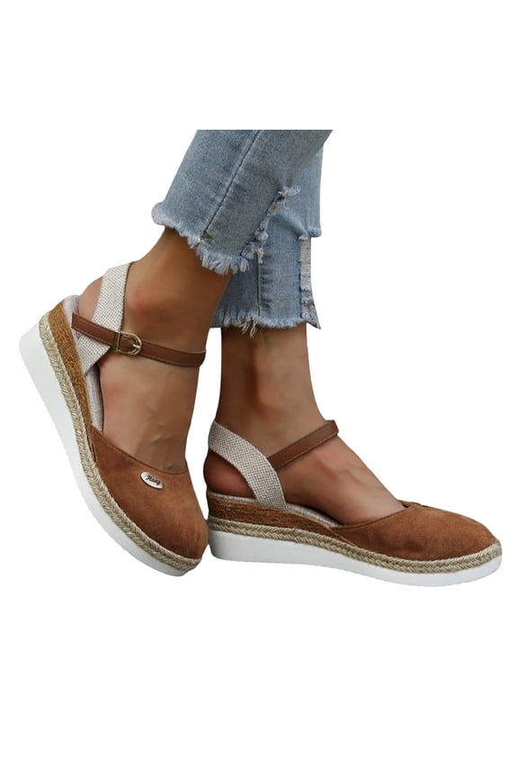Platform Sandals for Women 2025 Espadrilles Sandals Ankle Strap Wedge Shoes Breathable Summer Shoes