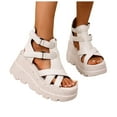 thumbnail image 1 of Platform Sandals for Women 2025 Punk Fashion Leather Roman Gladiator Chunky Wedge High Heels Summer Shoes, 1 of 8